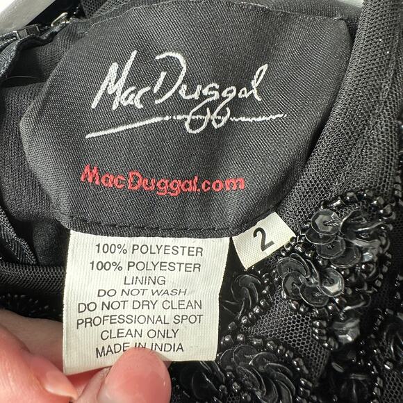 Mac Duggal Petite Embellished Cap Sleeve Fully Beaded Gown Black Women 2 NWOT - Picture 4 of 15